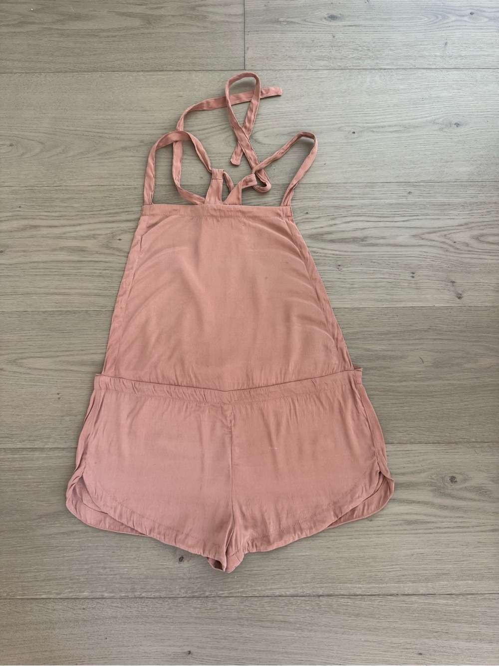 Acacia Silk Snapper Romper Overalls in Papaya size S